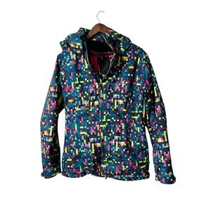 Oakley Colorful Pixel Pattern Ski/Snowboard Jacket Medium